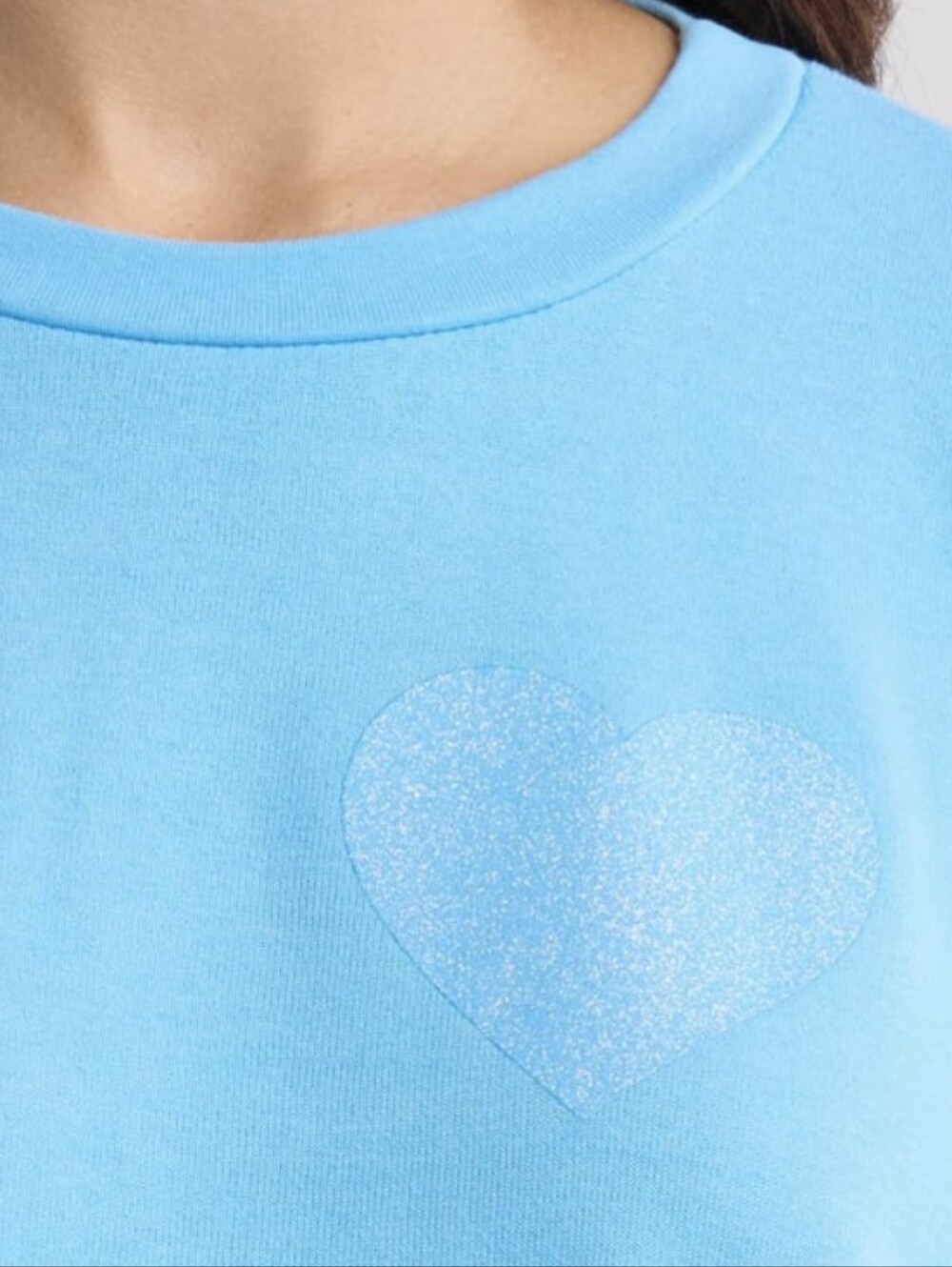 Aviator Nation Glitter Heart Crewneck Sweatshirt - Baby Blue - Picture 5 of 15